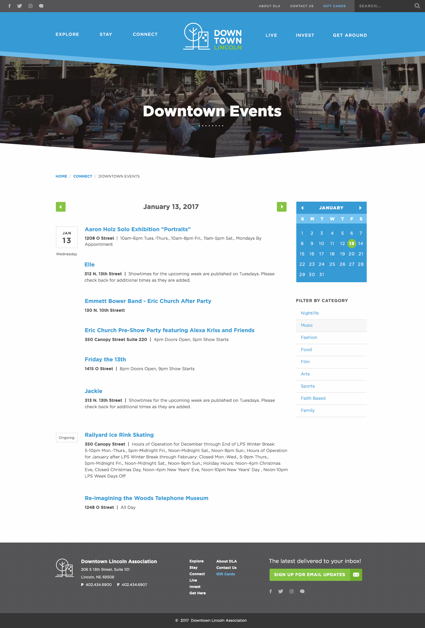 Events Landing Page